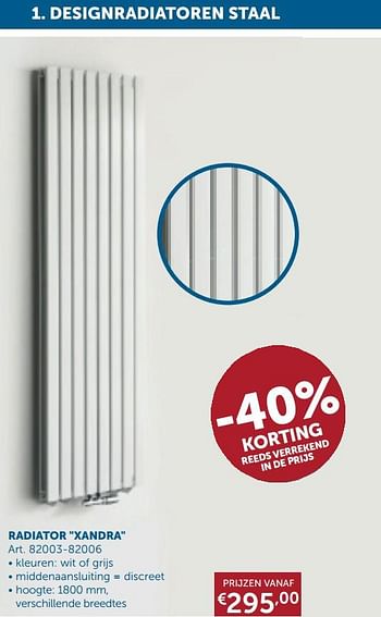 Aanbiedingen Designradiatoren staal radiator xandra - Beauheat - Geldig van 18/08/2020 tot 21/09/2020 bij Zelfbouwmarkt