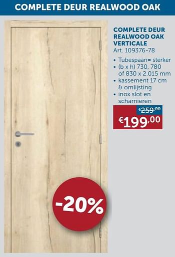 Aanbiedingen Complete deur realwood oak verticale - Geldig van 18/08/2020 tot 21/09/2020 bij Zelfbouwmarkt