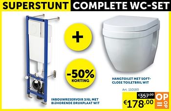 Aanbiedingen Hangtoilet met softclose toiletbril wit - Geldig van 18/08/2020 tot 21/09/2020 bij Zelfbouwmarkt
