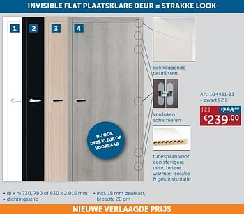 Aanbiedingen Invisible flat plaatsklare deur = strakke look zwart - Geldig van 18/08/2020 tot 21/09/2020 bij Zelfbouwmarkt