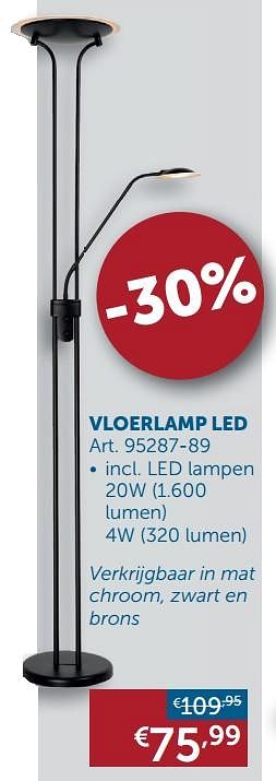 Aanbiedingen Vloerlamp led - Geldig van 18/08/2020 tot 21/09/2020 bij Zelfbouwmarkt