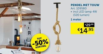 Aanbiedingen Pendel met touw 1 meter - Geldig van 18/08/2020 tot 21/09/2020 bij Zelfbouwmarkt