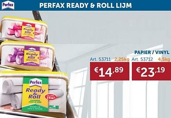 Aanbiedingen Perfax ready + roll lijm papier - vinyl - Perfax - Geldig van 18/08/2020 tot 21/09/2020 bij Zelfbouwmarkt
