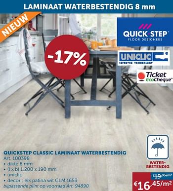 Aanbiedingen Quickstep classic laminaat waterbestendig - QuickStep - Geldig van 18/08/2020 tot 21/09/2020 bij Zelfbouwmarkt