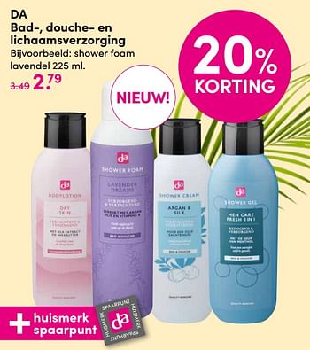 Aanbiedingen Shower foam lavendel - Huismerk - da - Geldig van 10/08/2020 tot 23/08/2020 bij da