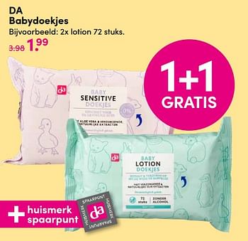 Aanbiedingen Da babydoekjes lotion - Huismerk - da - Geldig van 10/08/2020 tot 23/08/2020 bij da