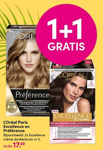 Aanbiedingen Excellence crème donkerbruin nr 3 - L'Oreal Paris - Geldig van 10/08/2020 tot 23/08/2020 bij da