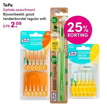 Aanbiedingen Good tandenborstel regular soft - TePe EasyPick - Geldig van 10/08/2020 tot 23/08/2020 bij da