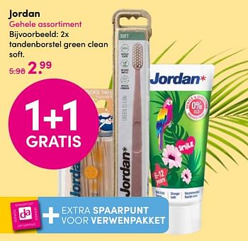 Aanbiedingen Tandenborstel green clean soft - Jordan - Geldig van 10/08/2020 tot 23/08/2020 bij da