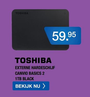 Aanbiedingen Toshiba externe hardeschijf canvio basics 2 1tb black - Toshiba - Geldig van 10/08/2020 tot 30/08/2020 bij Electro World
