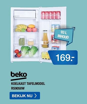 Aanbiedingen Beko koelkast tafelmodel rs9050w - Beko - Geldig van 10/08/2020 tot 30/08/2020 bij Electro World