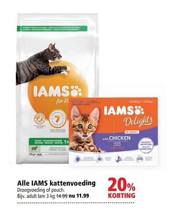 Aanbiedingen Alle iams kattenvoeding - IAMS - Geldig van 10/08/2020 tot 23/08/2020 bij Welkoop