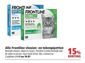 Aanbiedingen Combo kat - Frontline - Geldig van 10/08/2020 tot 23/08/2020 bij Welkoop