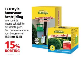 Aanbiedingen Feromooncapsules voor buxusmotval - Ecostyle - Geldig van 10/08/2020 tot 23/08/2020 bij Welkoop