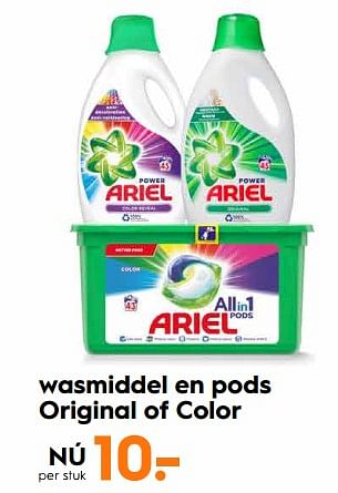 Aanbiedingen Wasmiddel en pods original of color - Ariel - Geldig van 10/08/2020 tot 23/08/2020 bij Blokker
