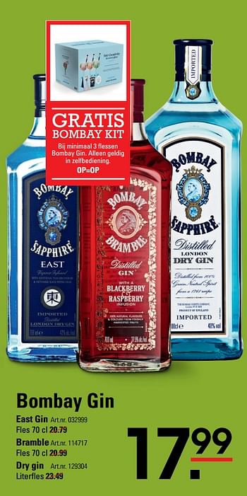 Aanbiedingen Bombay gin east gin - Bombay - Geldig van 06/08/2020 tot 24/08/2020 bij Sligro