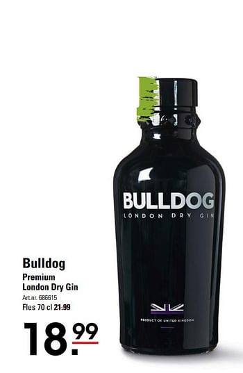 Aanbiedingen Bulldog premium london dry gin - Bulldog - Geldig van 06/08/2020 tot 24/08/2020 bij Sligro