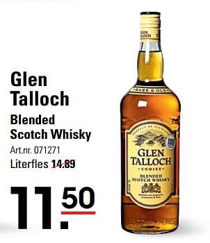 Aanbiedingen Glen talloch blended scotch whisky - Glen Talloch - Geldig van 06/08/2020 tot 24/08/2020 bij Sligro