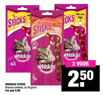 Aanbiedingen Whiskas sticks - Whiskas - Geldig van 10/08/2020 tot 23/08/2020 bij Big Bazar