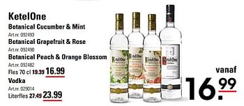 Aanbiedingen Ketelone botanical peach + orange blossom - Ketel One - Geldig van 06/08/2020 tot 24/08/2020 bij Sligro