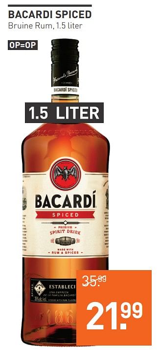 Aanbiedingen Bacardi spiced bruine rum - Bacardi - Geldig van 03/08/2020 tot 23/08/2020 bij Gall & Gall