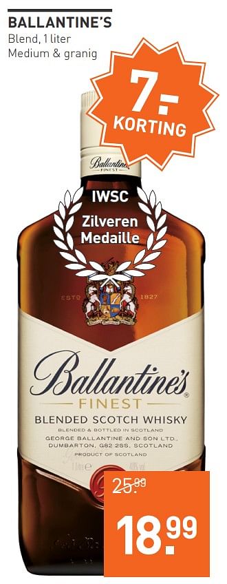 Aanbiedingen Ballantine`s blend - Ballantine's - Geldig van 03/08/2020 tot 23/08/2020 bij Gall & Gall