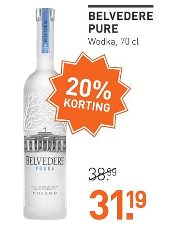 Aanbiedingen Belvedere pure wodka - Belvédere - Geldig van 03/08/2020 tot 23/08/2020 bij Gall & Gall