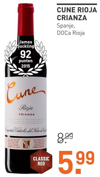 Aanbiedingen Cune rioja crianza spanje doca rioja - Rode wijnen - Geldig van 03/08/2020 tot 23/08/2020 bij Gall & Gall