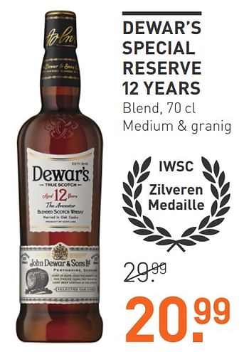 Aanbiedingen Dewar`s special reserve 12 years blend - Dewar's - Geldig van 03/08/2020 tot 23/08/2020 bij Gall & Gall