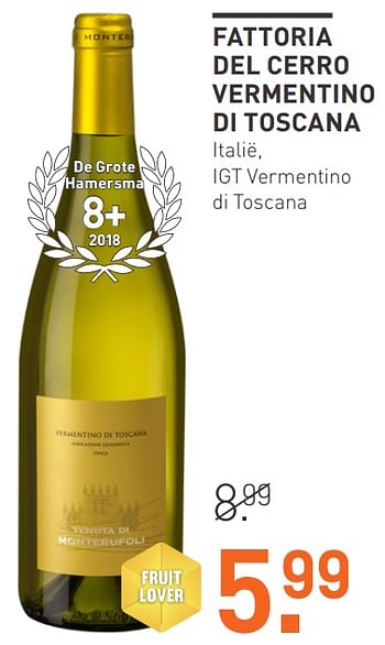 Aanbiedingen Fattoria del cerro vermentino di toscana italië igt vermentino di toscana - Witte wijnen - Geldig van 03/08/2020 tot 23/08/2020 bij Gall & Gall