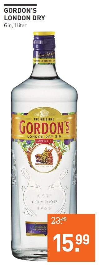 Aanbiedingen Gordon`s london dry gin - Gordon's - Geldig van 03/08/2020 tot 23/08/2020 bij Gall & Gall