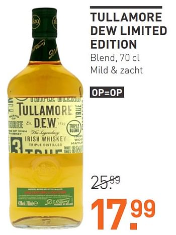 Aanbiedingen Tullamore dew limited edition blend - Tullamore Dew - Geldig van 03/08/2020 tot 23/08/2020 bij Gall & Gall