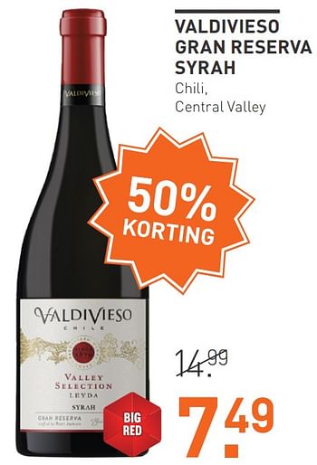 Aanbiedingen Valdivieso gran reserva syrah chili central valley - Rode wijnen - Geldig van 03/08/2020 tot 23/08/2020 bij Gall & Gall