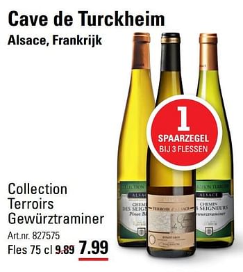 Aanbiedingen Cave de turckheim alsace, frankrijk collection terroirs gewürztraminer - Witte wijnen - Geldig van 06/08/2020 tot 24/08/2020 bij Sligro