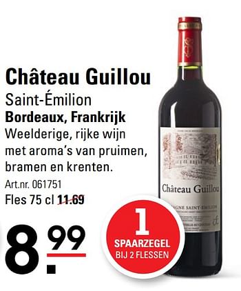 Aanbiedingen Château guillou saint-émilion bordeaux, frankrijk weelderige, rijke wijn - Rode wijnen - Geldig van 06/08/2020 tot 24/08/2020 bij Sligro