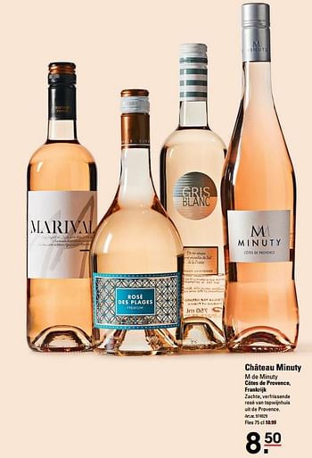 Aanbiedingen Château minuty m de minuty côtes de provence, frankrijk - Rosé wijnen - Geldig van 06/08/2020 tot 24/08/2020 bij Sligro