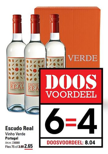 Aanbiedingen Escudo real vinho verde portugal - Witte wijnen - Geldig van 06/08/2020 tot 24/08/2020 bij Sligro