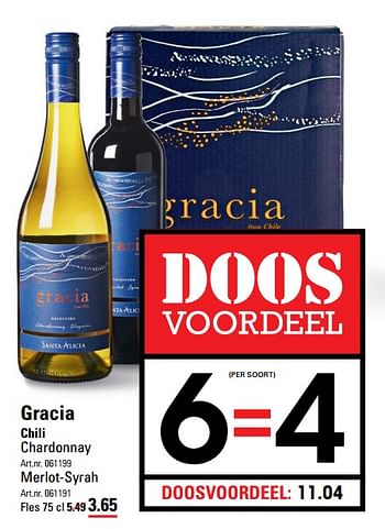 Aanbiedingen Gracia chili chardonnay - Witte wijnen - Geldig van 06/08/2020 tot 24/08/2020 bij Sligro