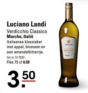 Aanbiedingen Luciano landi verdicchio classico marche, italië - Witte wijnen - Geldig van 06/08/2020 tot 24/08/2020 bij Sligro
