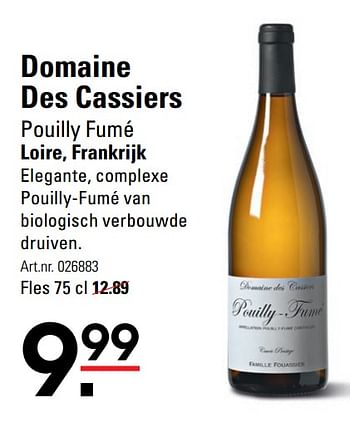 Aanbiedingen Domaine des cassiers pouilly fumé loire, frankrijk - Witte wijnen - Geldig van 06/08/2020 tot 24/08/2020 bij Sligro