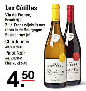 Aanbiedingen Les côtilles vin de france, frankrijk chardonnay - Witte wijnen - Geldig van 06/08/2020 tot 24/08/2020 bij Sligro