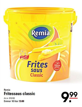 Aanbiedingen Fritessaus classic - Remia - Geldig van 06/08/2020 tot 24/08/2020 bij Sligro