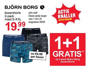 Aanbiedingen Boxershorts - Bjorn Borg - Geldig van 10/08/2020 tot 23/08/2020 bij Scapino
