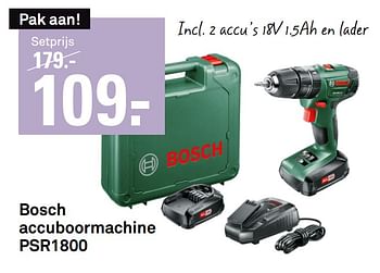Aanbiedingen Bosch accuboormachine psr1800 - Bosch - Geldig van 10/08/2020 tot 23/08/2020 bij Karwei