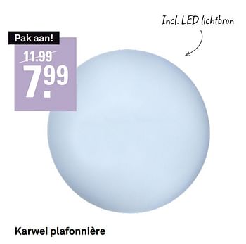 Aanbiedingen Karwei plafonnière - Huismerk Karwei - Geldig van 10/08/2020 tot 23/08/2020 bij Karwei