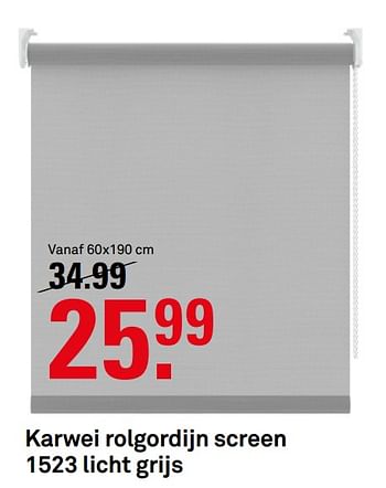 Aanbiedingen Karwei rolgordijn screen 1523 licht grijs - Huismerk Karwei - Geldig van 10/08/2020 tot 23/08/2020 bij Karwei