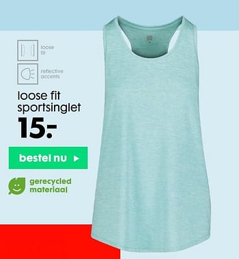 Aanbiedingen Loose fit sportsinglet - Huismerk - Hema - Geldig van 10/08/2020 tot 30/08/2020 bij Hema