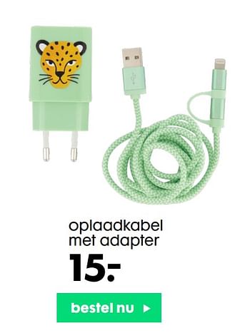 Aanbiedingen Oplaadkabel met adapter - Huismerk - Hema - Geldig van 10/08/2020 tot 30/08/2020 bij Hema