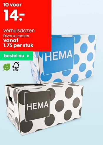 Aanbiedingen Verhuisdozen - Huismerk - Hema - Geldig van 10/08/2020 tot 30/08/2020 bij Hema