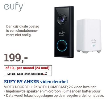 Aanbiedingen Eufy by anker video deurbel video doorbell 2k with homebase - Eufy - Geldig van 10/08/2020 tot 30/08/2020 bij BCC